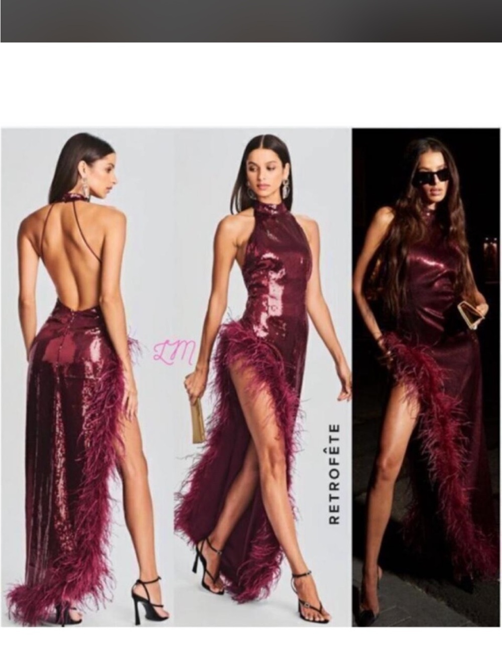 RETROFÊTE VIXEN SEQUIN FEATHER DRESS
